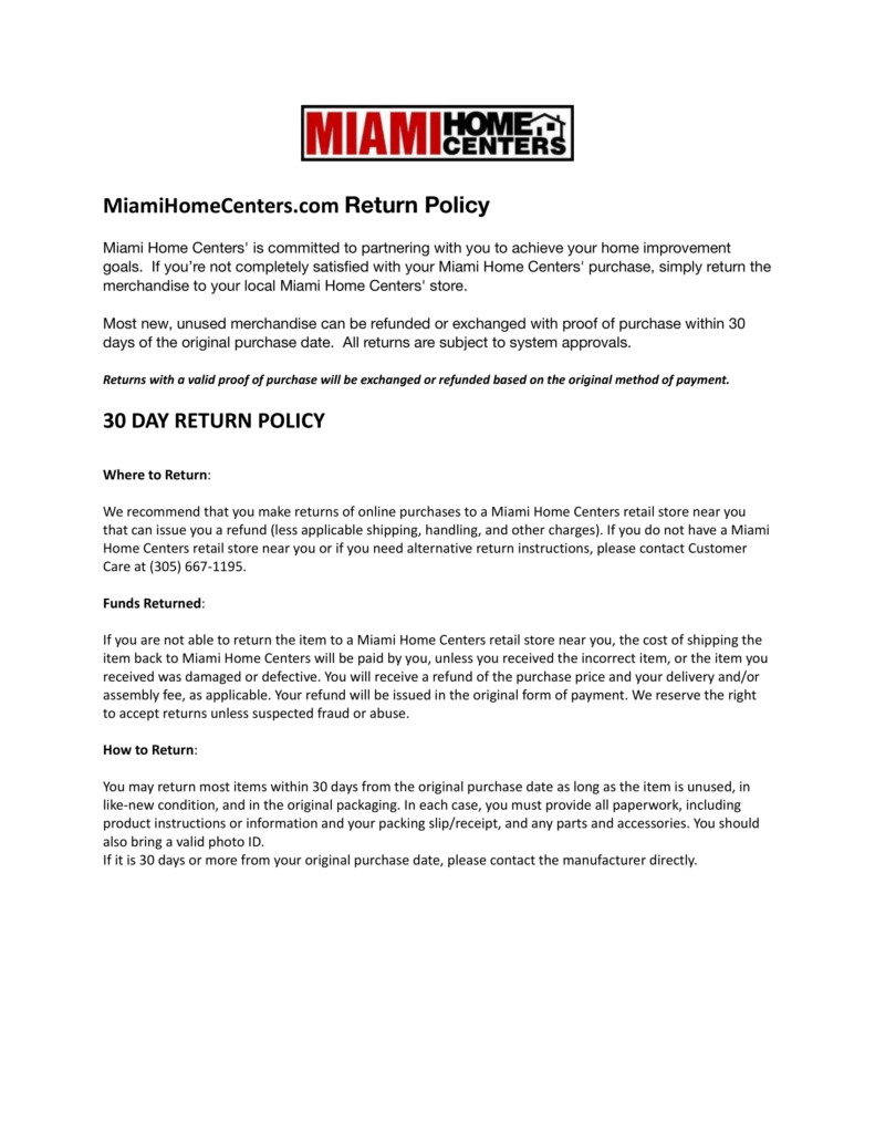 Return Policy - Page 1
